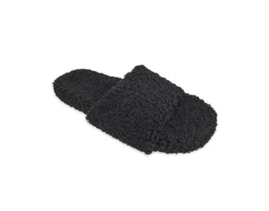 Women's Faux Sherpa Slides House Slippers in Black Size 8 - Picture 1 of 5