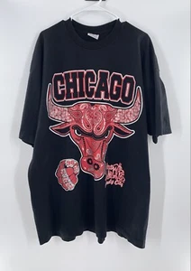 PRO 5 Tag Men's CHICAGO BULLS T Shirt Super Heavy Black Rings Windy City Sz 4XL - Picture 1 of 6