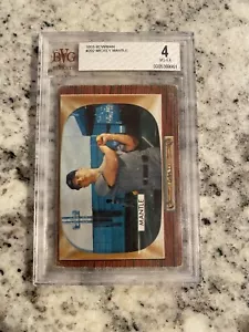 1955 BOWMAN BVG 4 MICKEY MANTLE BECKETT GRADED #202 YANKEES NO WRINKLES - Picture 1 of 4