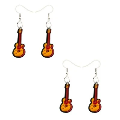 Guitar Earrings Hypoallergenic Silver Plated Fishhooks Mix and Match 2 Sets Foto 1 de 4