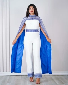 Palestinian Women Overall Embroidery Tatreez Jumpsuit Open and Long Sleeve - Picture 1 of 2
