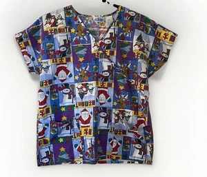 JIJ Scrubs Women’s Christmas Pattern Top Size Large - Picture 1 of 3