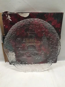 Vintage Arcoroc 13" Kamin Glas Platte Weihnachten Happy Holiday Serie USA - Bild 1 von 7