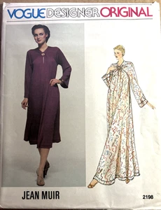 Vogue Designer anni 70 orig. Abito scollato Jean Muir 2198 modello cucito taglia 14 non tagliato - Foto 1 di 3