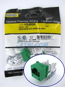 Hubbell XCelerator Cat6 Jack, Verde HXJ6GN ~STSI - Foto 1 di 3