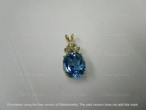 Lab Created 3,00ct Ovalschliff Blautopas Solitär Anhänger 14K Gelbgold Finish - Bild 1 von 2
