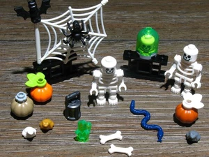 LEGO Pirate Skeleton Minifigure Pumpkin Spider Web Bat Frog Halloween Lot 19 Pcs - Foto 1 di 3