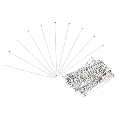 500Pcs Flat Head Pins for Jewelry Making 70mm Stainless Steel 22 Gauge Silver Foto 1 de 4