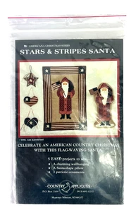 APLICACIONES DE CAMPO Estrellas y Rayas Papá Noel Colgante de Pared/Adornos/Almohada Americana - Imagen 1 de 6