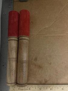 Par de MALLETAS TAZONES CANTANTES ESPECIALES Strikers ROJO Gamuza Cuero Madera Curación OpenBx - Imagen 1 de 9