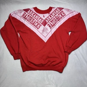 VINTAGE Arkansas Razorsbacks University Sweatshirt Womens Size L Red Hanes 80’s - Picture 1 of 15