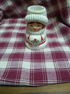 Portacandele vintage Avon bambina con manicotto e fiocco portacandele conico 1981 - Foto 1 di 6