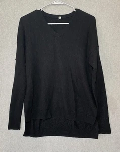 MUJI Small Yak & Merino Wool Sweater Black Long Sleeve Asymmetric Length - Picture 1 of 10