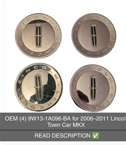 OEM (4) Chrome Center Caps 9W13-1A096-BA for 2006–2011 Lincoln Town Car MKX ✅ - Picture 1 of 5