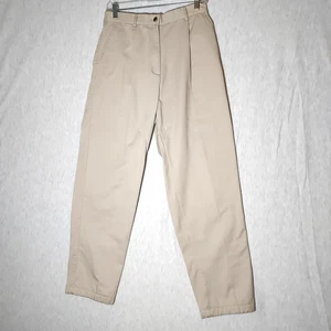 LL Bean Damen 8 R Floral Flanell Linie Khaki Hose Beige Elastisch Reißverschluss Taille Tasche - Bild 1 von 10