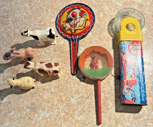 VTG Tin Halloween Noisemaker Steven Kaleidoscope Plastic Cow Sheep Drum ...