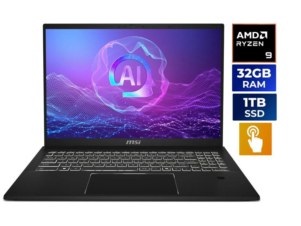 MSI Summit A16 AI 16" Touchscreen Copilot PC Laptop AMD Ryzen AI 9 365 32GB