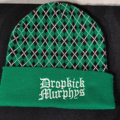Vtg Dropkick Murphys Argyle Pattery Knit Beanie Green Black White Ships Free! - Image 1 of 2