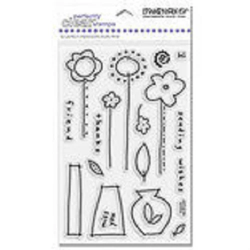 STAMPENDOUS RUBBER STAMPS 17 CLEAR FLOWER VASES STAMP SET last one - Image 1 of 1