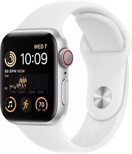 Apple Watch Series SE 2nd Gen 40mm M/L GPS Cellular Silver/White Sp Bd - Picture 1 of 5
