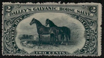Dalley's Galvanic Horse Salve 50¢ Per Box, 2c Green, USIR Watermark Scott# RS73d - Image 1 of 2