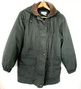 Westbound Damen grüne Fleece gefütterte Jacke mit Lederkragen & abnehmbarer Kapuze - M - Bild 1 von 5