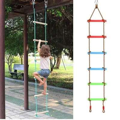 Kids Outdoor Climbing Ladder Frame Swinging Rope Ladder Garden Fun Activity Toy - Image 1 of 4