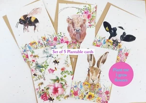 Plantable wildflower seed Cards * Eco Friendly cards * Pack of 5 * Grow me card - Picture 1 of 6