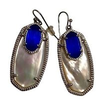 Kendra Scott Darcy Earrings Irridescent and Blue Stone Silver Hardware