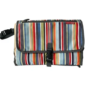 Skip Hop diaper bag on-the-go changing pad multicolored stripe gray trim - Picture 1 of 11