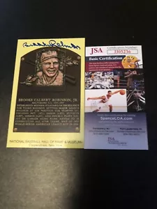 BROOKS ROBINSON SIGNED HALL OF FAME PLAQUE BASEBALL ORIOLES HALL OF FAME JSA 4 - Picture 1 of 2