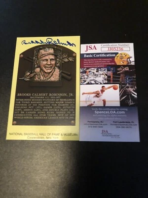 BROOKS ROBINSON SIGNED HALL OF FAME PLAQUE BASEBALL ORIOLES HALL OF FAME JSA 4 - Image 1 of 2