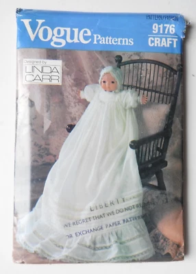Vogue 9176 pattern Christening Robe/Dress for 16" Doll - one size UNCUT UNUSED - Image 1 of 2