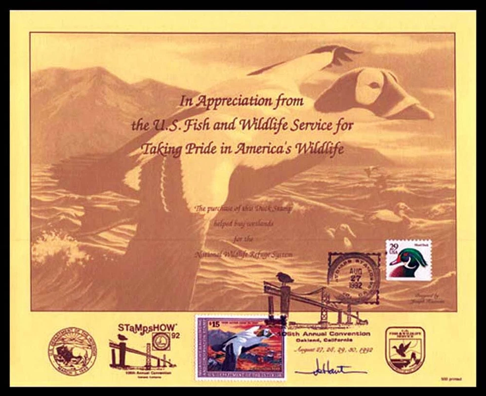 Federal duck stamp souvenir card, RW59 — Card 53 Show cancel - Image 1 of 1