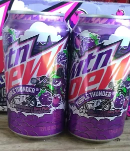 New Limited Edition Mountain Dew Purple Thunder Berry Plum Flavor 2 Cans - Picture 1 of 3