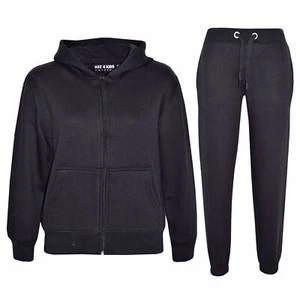 Erwachsene Herren schwarz einfach Trainingsanzug Hoodie Jogginghose Freizeit Herren Fitnessstudio Übung - Bild 1 von 7