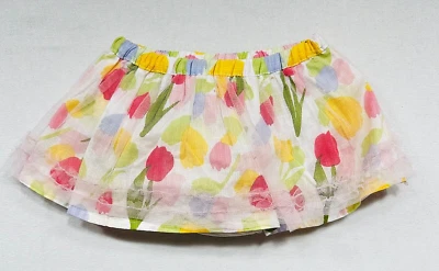 Saia com estampa de tulipa vintage Crazy 8 "Easter Dressy" nova sem etiquetas com sobreposição de tule, 3-6 mos. - Imagem 1 de 2
