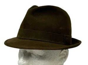 Vintage Churchill LTD “Hadley” German Brownish Green Loden Fedora Hat ~ Size 7 - Picture 1 of 10