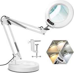10X Magnifying Glass Desk Light Magnifier LED Lamp Reading Lamp With Base& Clamp - Picture 1 of 18