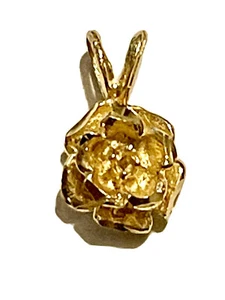 14k Gelbgold Rose Blume Charm Anhänger - Bild 1 von 10
