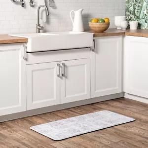 nuLOOM Arlena Transitional Light Gray Anti Fatigue Comfort Mat - Picture 1 of 3