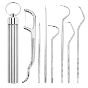 Bonmall Dental Teeth Pick Stainless Steel Toothpick Set Reusable Tooth Stains Re - Picture 1 of 12