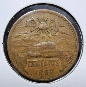 1960 Mexico 20 Centavos World Foreign Peso Coin KM 440 Nice Detail & Tone! - Picture 1 of 4