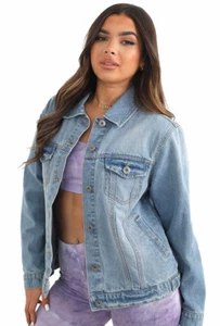 Giacca di jeans da donna Brave Soul Pearson slogan LJK-PEARSON taglia L - Foto 1 di 3