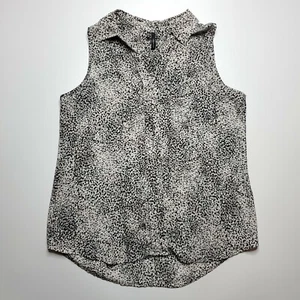 Maurices Damen schwarz grau Leopard Gepard ärmellose V-Ausschnitt Bluse Größe Md - Bild 1 von 6