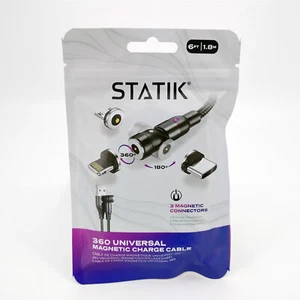 Statik 360 Magnetic Charging Cable 6FT/1.8M - 3 in 1 Smart Rotating Charger - Photo 1 sur 9