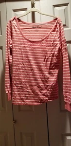 ❤❤ LUCKY BRAND Top de algodón con puños manga larga bolsillo a rayas - Imagen 1 de 8