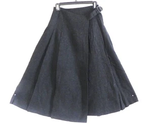Hacikis Wickelrock Wollmischung anthrazit fit-flared Plissee Midi Gr. US S - Bild 1 von 13