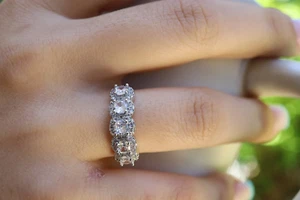 Round Cut Ring, .925 Sterling Silver CZ Ring, Engagement Ring, Bridal Jewelry - Picture 1 of 7