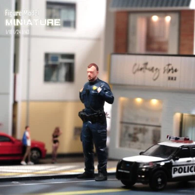 1/18 Beard Policeman Scene Props Miniatures Figures Model For Cars Vehicles Toys - Image 1 of 4